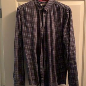 Ben Sherman navy / pink micro-plaid button-down in large